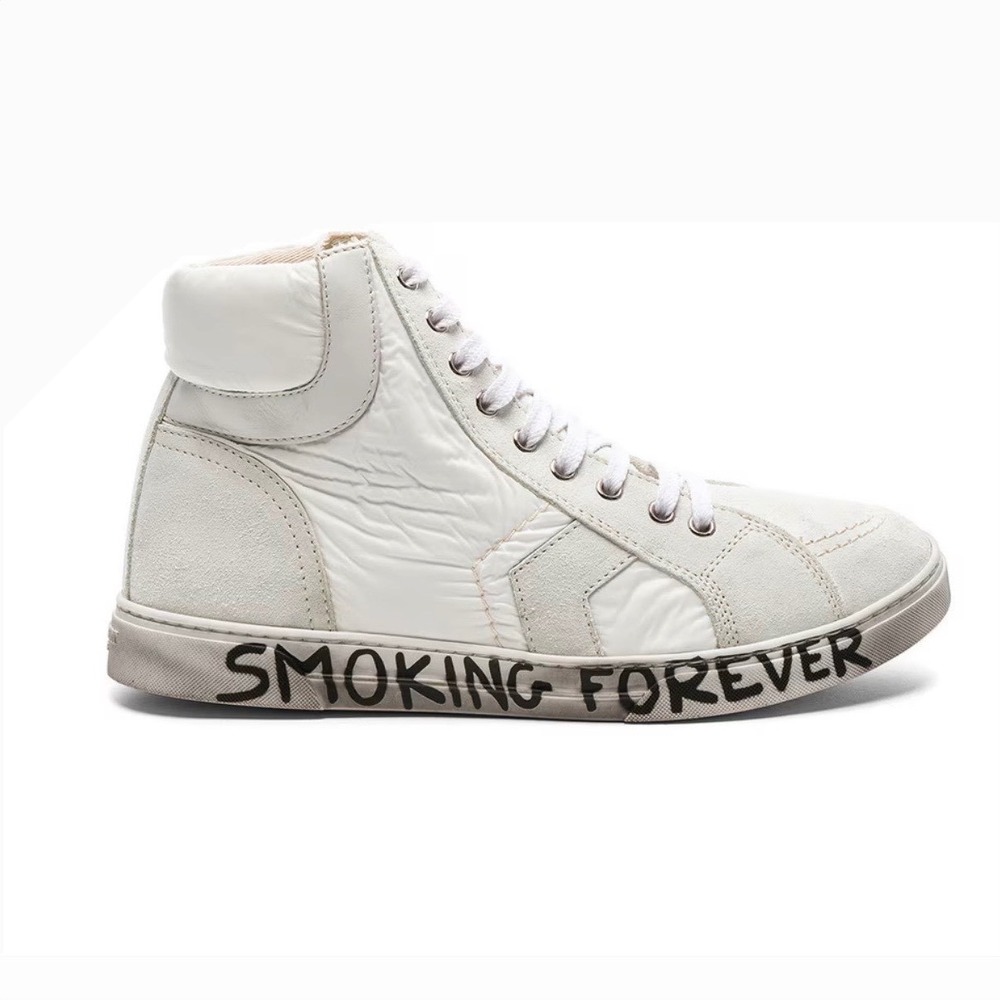 Yves Saint Laurent Paris White Suede Leather High Top Womens Sneakers YSL